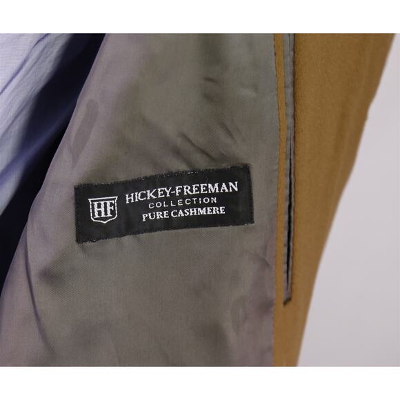 Hickey Freeman Raglan Camel Brown 100% Cashmere Top Coat Overcoat 42L - Picture 8 of 10